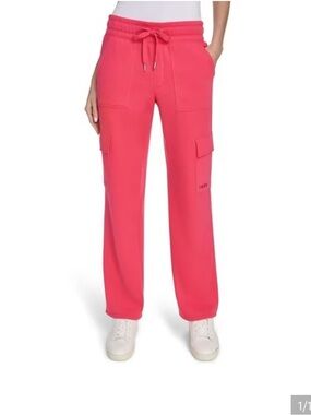 DKNY Hot Pink Cargo Drawstring Pants. XXL